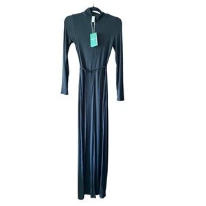 Halara Black Mock Neck Long Sleeve Jump Suit  with Belt XS